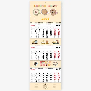 Шаблон календаря з кавою 